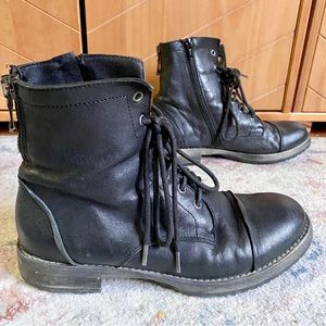 Free People black leather combat boots